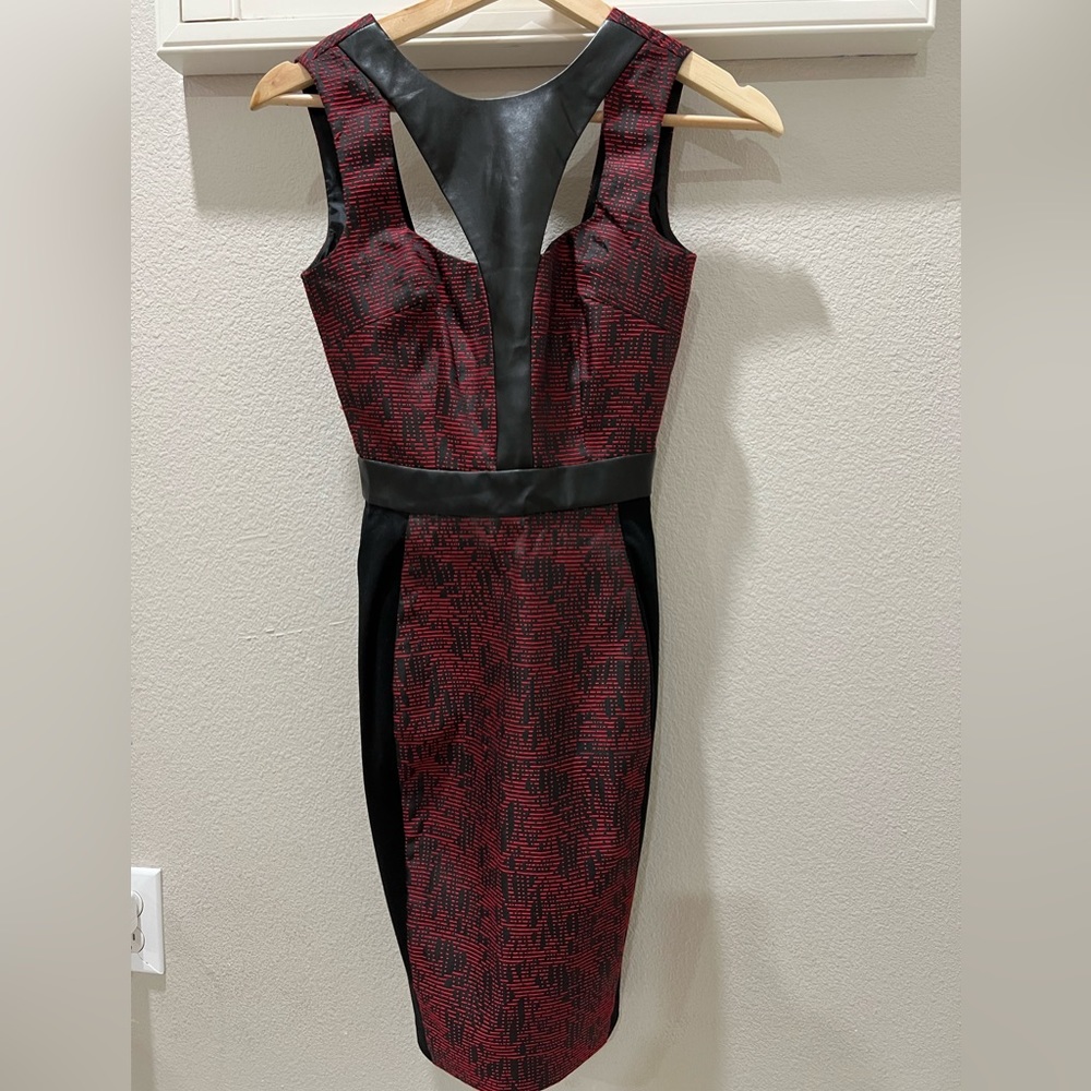 ASOS PETITE midi dress with leather trim